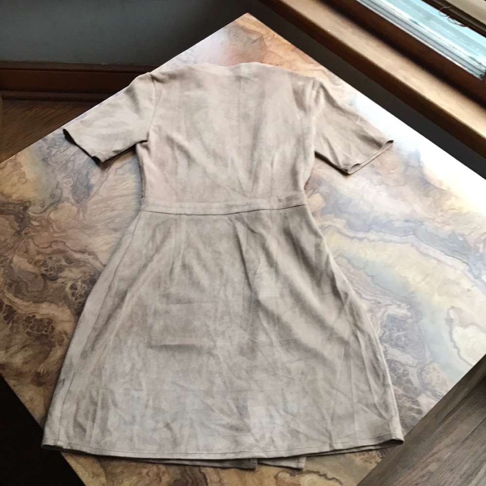 Missguided Fit & Flare Suede Wrap Camel Dress US 4 - Picture 7 of 7